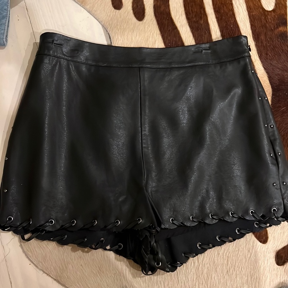 Black leather shorts